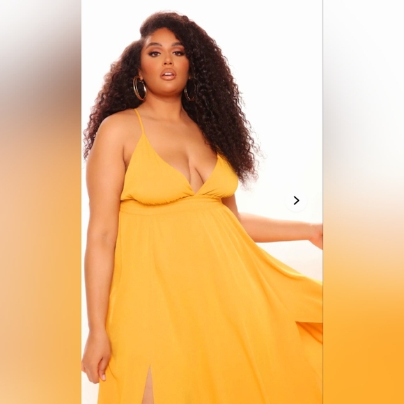 Fashion Nova Golden Mustard Yellow flowing Maxi Dress Nwt Size XL - Picture 8 of 16